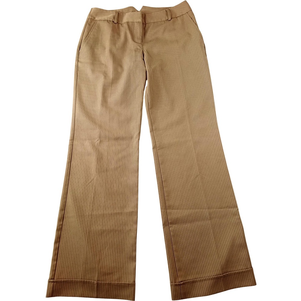 Y2K‎ A. Byer Womens Tan Brown Pinstripe Wide Leg Dress Pants Trouser Size 9